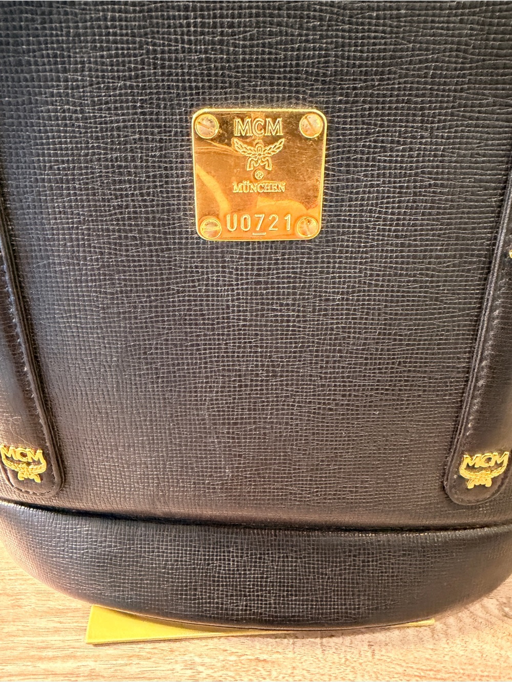 MCM Black Leather Gold-Accent Tote - Picture 4 of 16